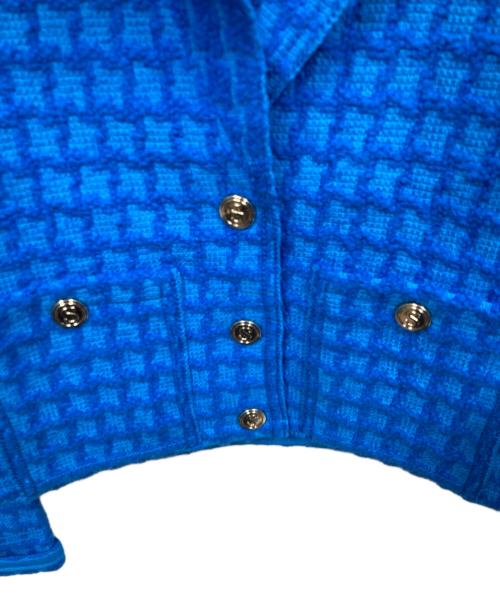 Sandro（サンドロ）Sandro (サンドロ) クロップドツイードジャケット ブルーの古着・服飾アイテム
