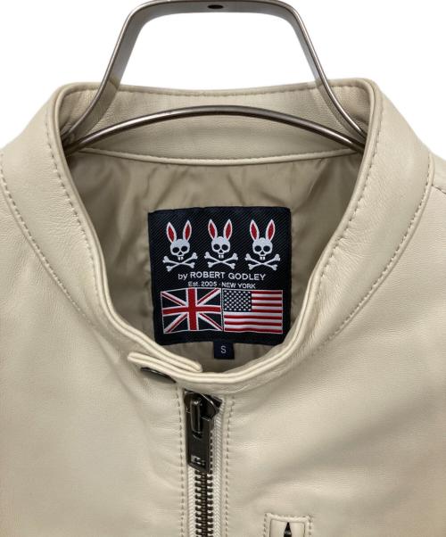 Psycho Bunny（サイコ バニー）Psycho Bunny (サイコ バニー) シープレザー トラッカージャケット ベージュ サイズ:Sの古着・服飾アイテム