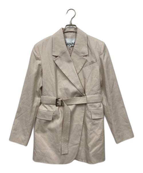 GANNI（ガニー）Ganni (ガニー) Cotton Melange Tailoring Blazer ベージュ サイズ:34 未使用品の古着・服飾アイテム