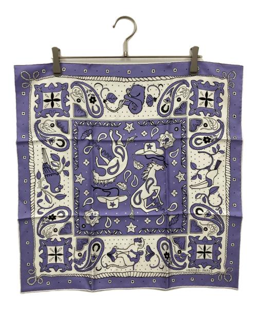 HERMES（エルメス）HERMES (エルメス) カレ55 Animaux バンダナ パープルの古着・服飾アイテム