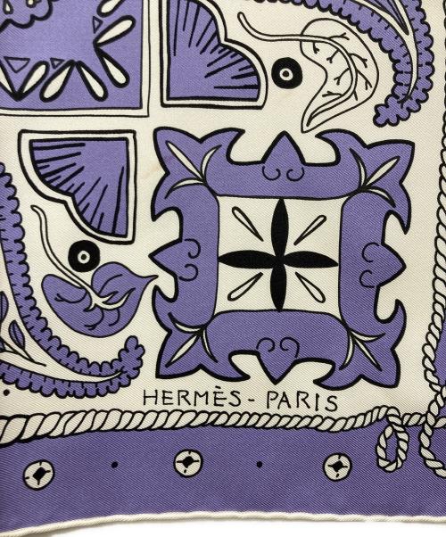 HERMES（エルメス）HERMES (エルメス) カレ55 Animaux バンダナ パープルの古着・服飾アイテム
