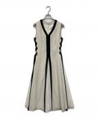 Snidelスナイデル）の古着「サイドプリーツバイカラーワンピース」｜ベージュ