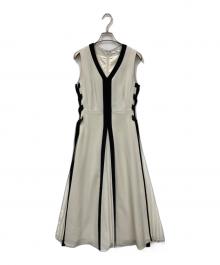 Snidel（スナイデル）の古着「サイドプリーツバイカラーワンピース」｜ベージュ