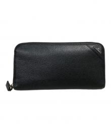 PRADA（プラダ）の古着「ラウンドファスナー財布」｜ブラック