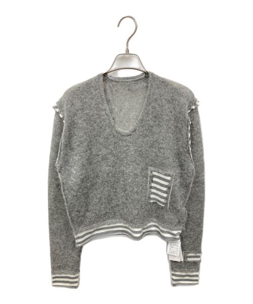PERVERZE（パーバーズ）PERVERZE (パーバーズ) Stripe Patch Mohair Top グレー サイズ:F 未使用品の古着・服飾アイテム
