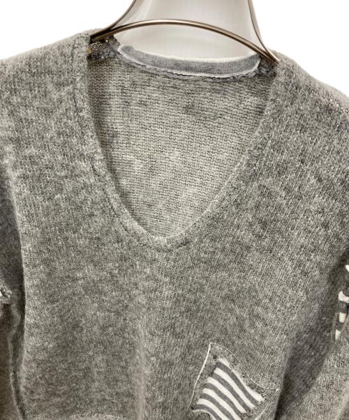 PERVERZE（パーバーズ）PERVERZE (パーバーズ) Stripe Patch Mohair Top グレー サイズ:F 未使用品の古着・服飾アイテム