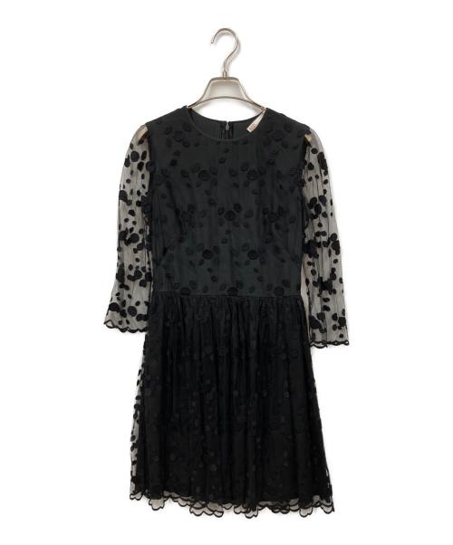 RED VALENTINO（レッドヴァレンティノ）RED VALENTINO (レッドヴァレンティノ) シアーワンピース ネイビー サイズ:40の古着・服飾アイテム
