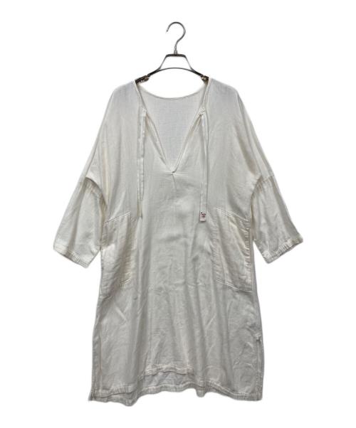 45rpm（45アールピーエム）45rpm (45アールピーエム) Vネックコットンワンピース ホワイト サイズ:3の古着・服飾アイテム