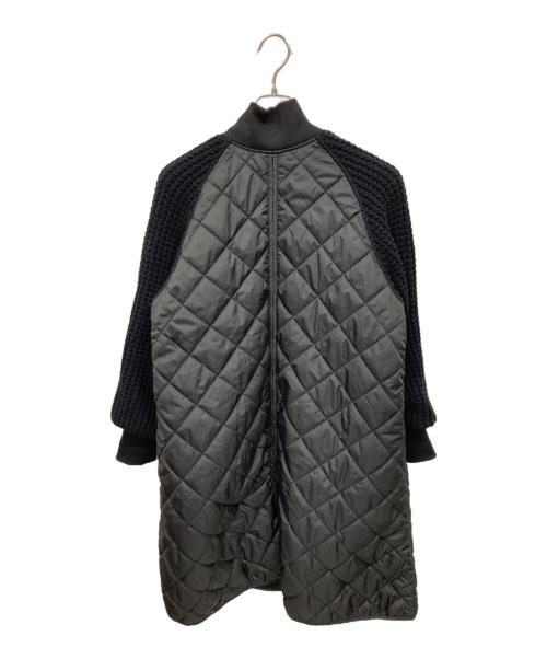 HERENCIA（ヘレンチア）HERENCIA (ヘレンチア) キルティング ニット ドッキング ロングリブ スタンドカラー ショートコート ブラック サイズ:fの古着・服飾アイテム