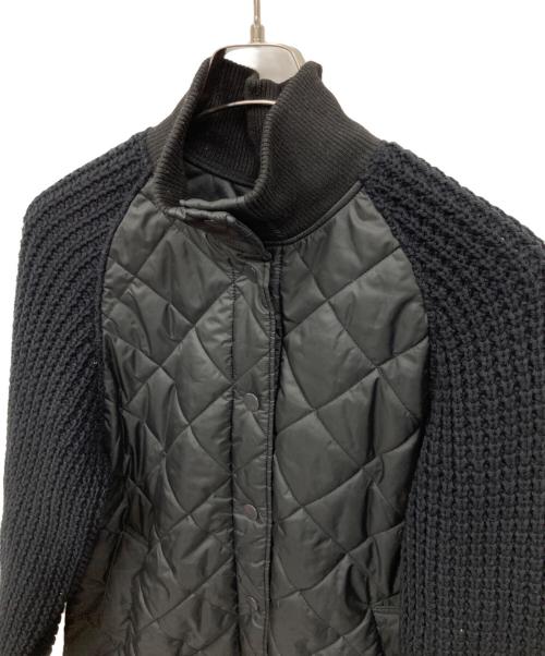 HERENCIA（ヘレンチア）HERENCIA (ヘレンチア) キルティング ニット ドッキング ロングリブ スタンドカラー ショートコート ブラック サイズ:fの古着・服飾アイテム