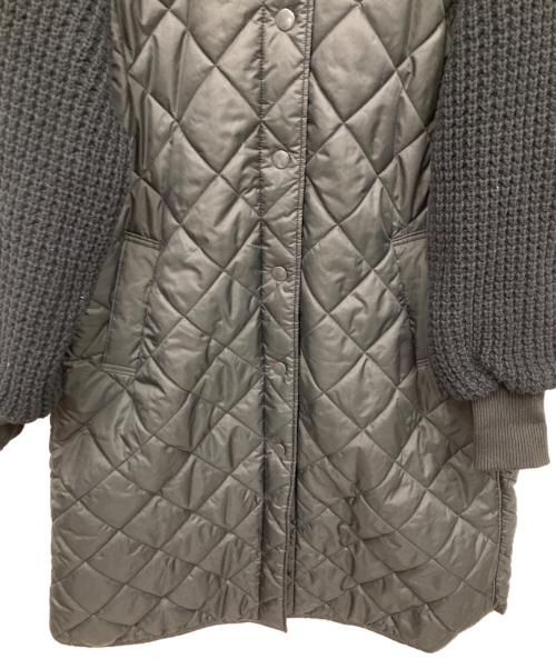 HERENCIA（ヘレンチア）HERENCIA (ヘレンチア) キルティング ニット ドッキング ロングリブ スタンドカラー ショートコート ブラック サイズ:fの古着・服飾アイテム