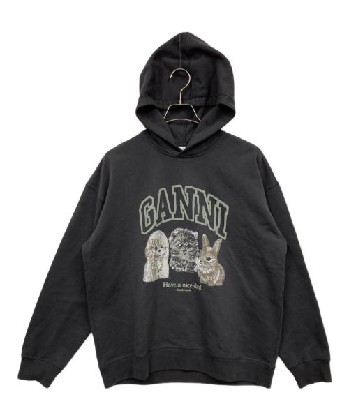 GANNI（ガニー）GANNI (ガニー) Isoli Oversize Animals Crop Hoodie グレー サイズ:S/Mの古着・服飾アイテム