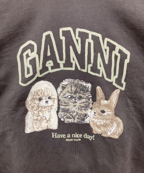 GANNI（ガニー）GANNI (ガニー) Isoli Oversize Animals Crop Hoodie グレー サイズ:S/Mの古着・服飾アイテム