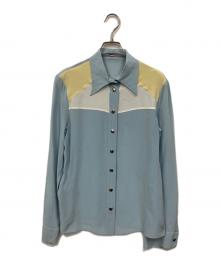 MIU MIU（ミュウミュウ）の古着「シルクシャツ」｜スカイブルー