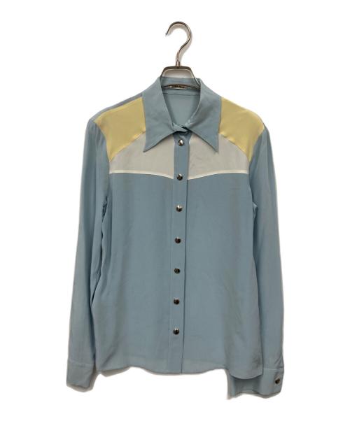 MIU MIU（ミュウミュウ）MIU MIU (ミュウミュウ) シルクシャツ スカイブルー サイズ:40の古着・服飾アイテム
