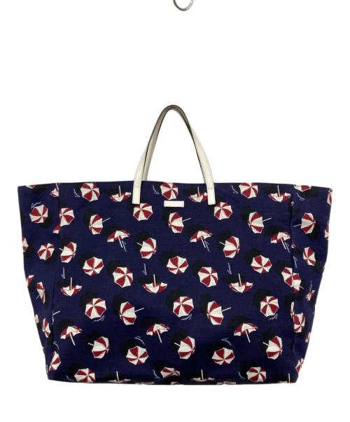 GUCCI（グッチ）GUCCI (グッチ) パラソル柄 トートバッグ ネイビーの古着・服飾アイテム