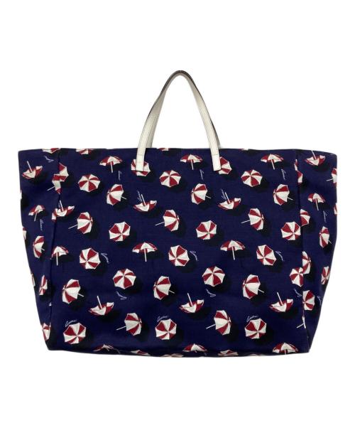 GUCCI（グッチ）GUCCI (グッチ) パラソル柄 トートバッグ ネイビーの古着・服飾アイテム