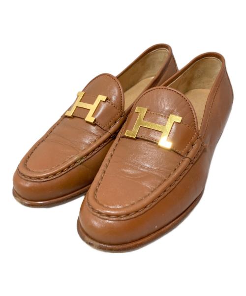 HERMES（エルメス）HERMES (エルメス) コンスタンス Hロゴ ローファー ベージュ サイズ:36 1/2の古着・服飾アイテム