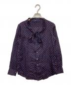 45rpm45アールピーエム）の古着「インディゴ リボンタイドット柄シャツ」｜ネイビー