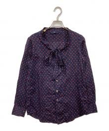 45rpm（45アールピーエム）の古着「インディゴ リボンタイドット柄シャツ」｜ネイビー