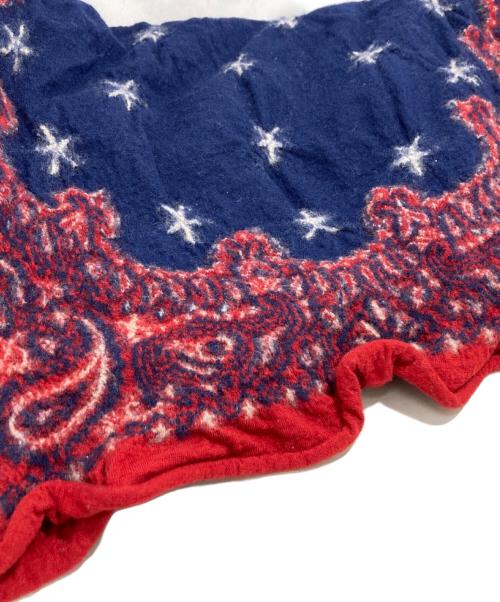 KAPITAL（キャピタル）KAPITAL (キャピタル) 縮絨ウールマフラー ブルー×レッドの古着・服飾アイテム