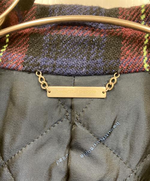 beautiful people（ビューティフルピープル）beautiful people (ビューティフルピープル) チェックPコート レッド サイズ:36の古着・服飾アイテム
