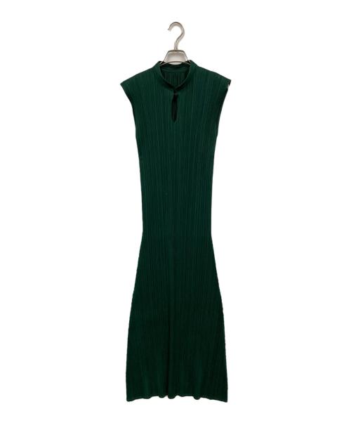PLEATS PLEASE（プリーツプリーズ）PLEATS PLEASE (プリーツプリーズ) ノースリーブマキシワンピース グリーン サイズ:2の古着・服飾アイテム