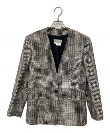 中古・古着通販】GUCCI (グッチ) ノーカラージャケット グレー サイズ