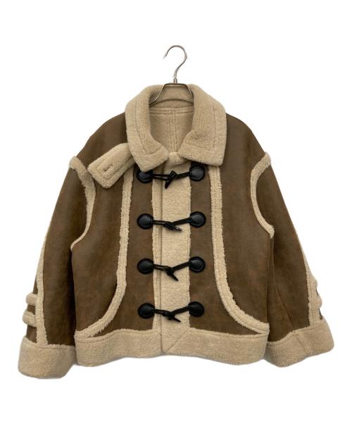 Fano Studios（ファノ ストゥディオズ）Fano Studios (ファノ ストゥディオズ) ボアパイピングスタンドカラームートンジャケット ブラウン サイズ:Mの古着・服飾アイテム