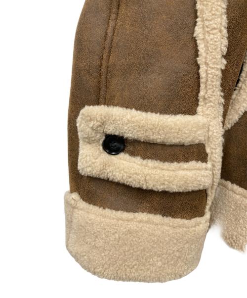 Fano Studios（ファノ ストゥディオズ）Fano Studios (ファノ ストゥディオズ) ボアパイピングスタンドカラームートンジャケット ブラウン サイズ:Mの古着・服飾アイテム