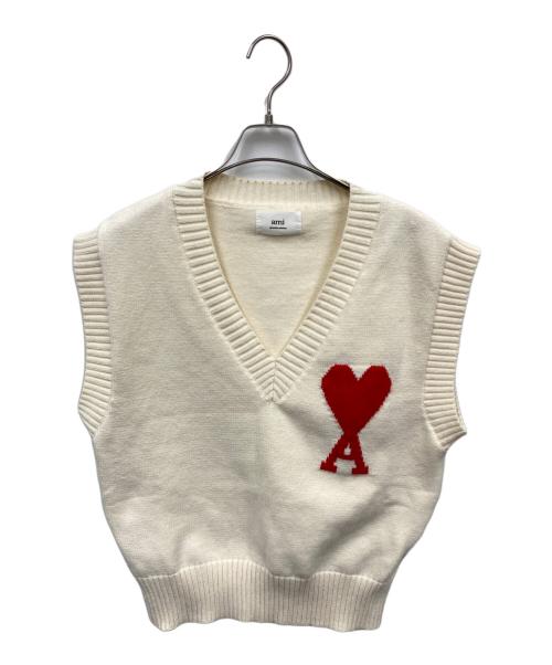 AMI Alexandre Mattiussi（アミアレクサンドルマテュッシ）AMI Alexandre Mattiussi (アミアレクサンドルマテュッシ) ニットベスト アイボリー サイズ:Sの古着・服飾アイテム