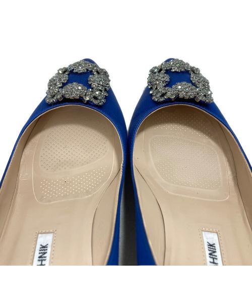 Manolo Blahnik（マノロブラニク）Manolo Blahnik (マノロブラニク) ハンギシサテンヒールパンプス ブルー サイズ:38 1/2の古着・服飾アイテム