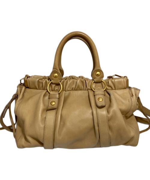 MIU MIU（ミュウミュウ）MIU MIU (ミュウミュウ) VITELLO LUX 2WAYバッグ ベージュの古着・服飾アイテム