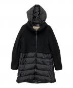 HERNOヘルノ）の古着「異素材 ロングコート」｜ブラック×シルバー