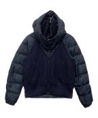 PEUTEREYピューテリー）の古着「ニット切替ダウンジャケット」｜ネイビー