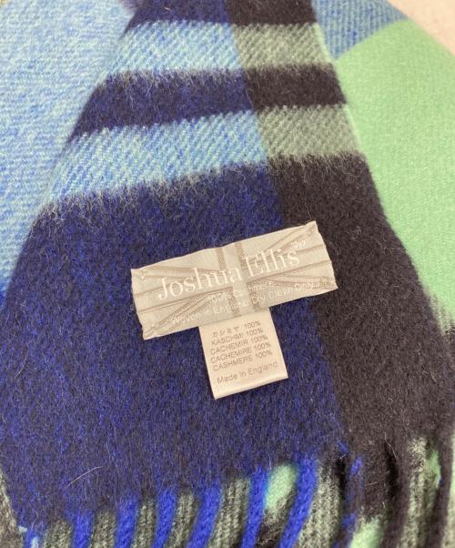 JOSHUA ELLIS（ジョシュア エリス）Joshua Ellis (ジョシュア エリス) 大判カシミヤチェックマフラー ブルーの古着・服飾アイテム