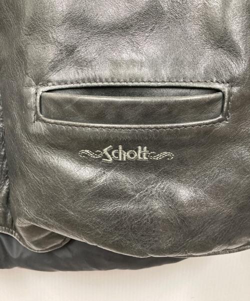 Schott（ショット）Schott (ショット) レザー切替ダウンジャケット ブラック サイズ:48の古着・服飾アイテム