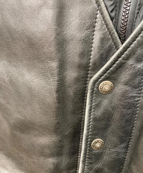 Schott（ショット）Schott (ショット) レザー切替ダウンジャケット ブラック サイズ:48の古着・服飾アイテム