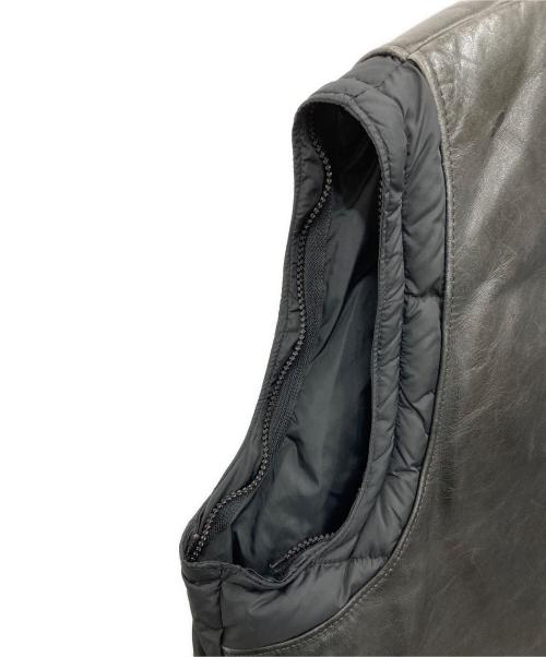 Schott（ショット）Schott (ショット) レザー切替ダウンジャケット ブラック サイズ:48の古着・服飾アイテム