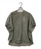 ebureエブール）の古着「ブレンドヤーンキュプラシルク パフスリーブブラウス」｜グリーン