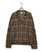 BURBERRY LONDONバーバリーロンドン）の古着「レオパード ノバチェック Vネックニット」｜ブラウン
