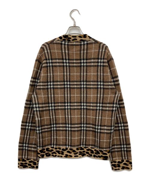 BURBERRY LONDON（バーバリーロンドン）BURBERRY LONDON (バーバリーロンドン) レオパード ノバチェック Vネックニット ブラウン サイズ:Sの古着・服飾アイテム