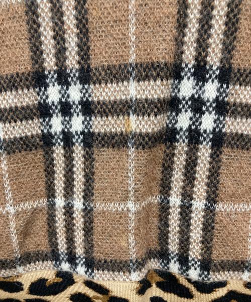 BURBERRY LONDON（バーバリーロンドン）BURBERRY LONDON (バーバリーロンドン) レオパード ノバチェック Vネックニット ブラウン サイズ:Sの古着・服飾アイテム