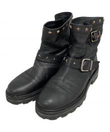 JIMMY CHOO（ジミーチュウ）の古着「スタッズエンジニアブーツ」｜ブラック