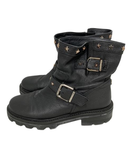 JIMMY CHOO（ジミーチュウ）JIMMY CHOO (ジミーチュウ) スタッズエンジニアブーツ ブラック サイズ:38の古着・服飾アイテム