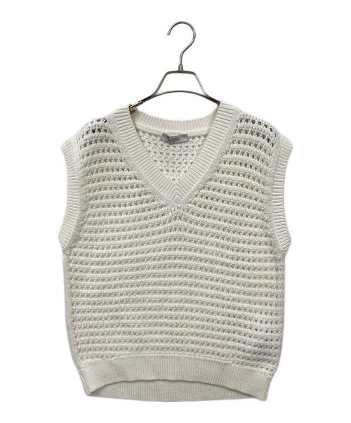 MaxMara（マックスマーラ）MaxMara (マックスマーラ) ニットベスト ホワイト サイズ:Lの古着・服飾アイテム