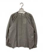 ebureエブール）の古着「シアーコットンストライプ プルオーバーブラウス」｜グレー