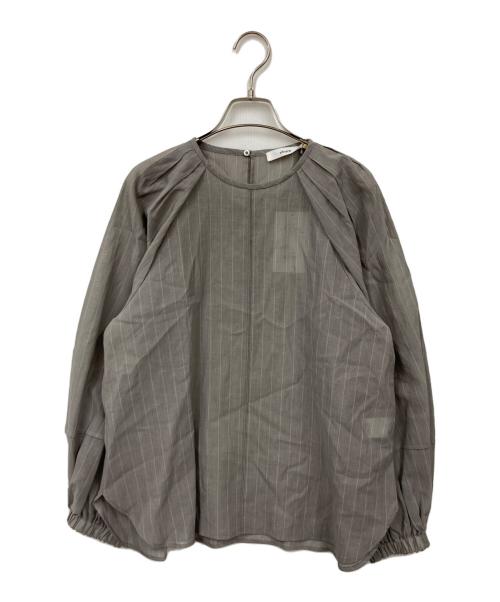 ebure（エブール）ebure (エブール) シアーコットンストライプ プルオーバーブラウス グレー サイズ:M 未使用品の古着・服飾アイテム