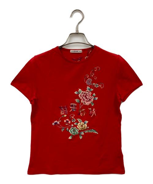 VIVIENNE TAM（ヴィヴィアンタム）VIVIENNE TAM (ヴィヴィアンタム) フラワーエンブロイダリーカットソー レッド サイズ:1の古着・服飾アイテム