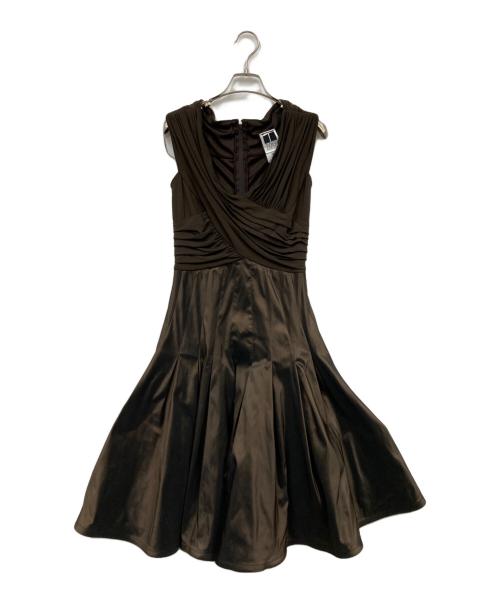 TADASHI SHOJI（タダシ ショージ）TADASHI SHOJI (タダシ ショージ) ドレープノースリーブドレス ブラウン サイズ:表記なしの古着・服飾アイテム